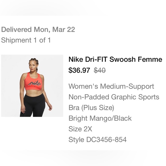 Nike Dri-FIT Swoosh Femme Women’s Plus Size Sports Bra - Picture 6 of 6